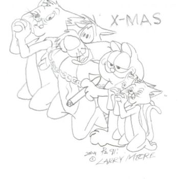 Drawing titled "X-Mas" by Mississippi Artist Larry Moore, Original Artwork