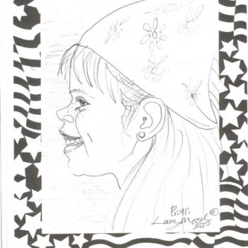 Drawing titled "American Girl" by Mississippi Artist Larry Moore, Original Artwork