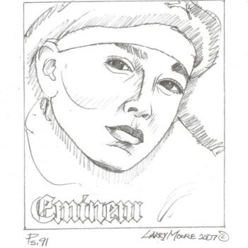 Drawing titled "Eminem" by Mississippi Artist Larry Moore, Original Artwork