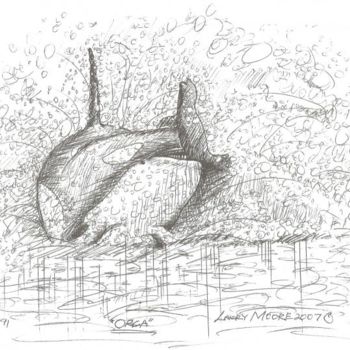 Drawing titled "Orca" by Mississippi Artist Larry Moore, Original Artwork