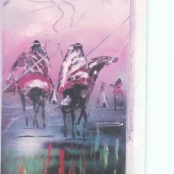 Zeichnungen mit dem Titel "2 Indians on Horse…" von Mississippi Artist Larry Moore, Original-Kunstwerk
