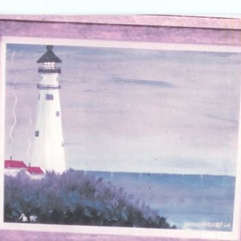 Dibujo titulada "The Lone Lighthouse" por Mississippi Artist Larry Moore, Obra de arte original
