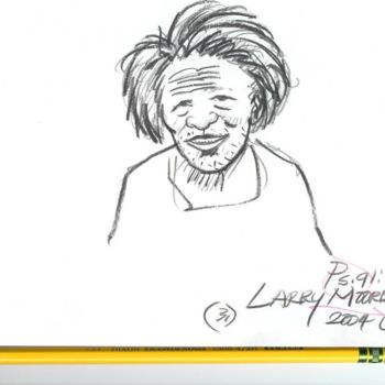 Drawing titled "James Brown" by Mississippi Artist Larry Moore, Original Artwork
