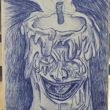 Drawing titled "Candle in the Dark" by Lartnestpasdemain, Original Artwork, Ballpoint pen