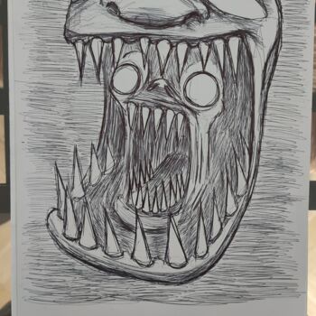图画 标题为“Fractal Mouth” 由Lartnestpasdemain, 原创艺术品, 圆珠笔