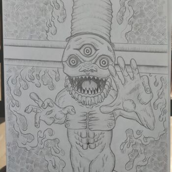 Dessin intitulée "Facing Evil" par Lartnestpasdemain, Œuvre d'art originale, Crayon