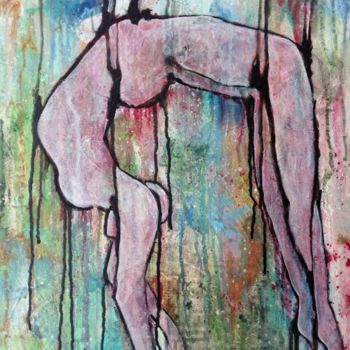 Painting titled "Contorsion" by Celine Broussard, Original Artwork, Acrylic