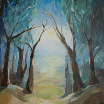 Painting titled "Air  and  trees" by Larysa Jaromska, Original Artwork, Oil