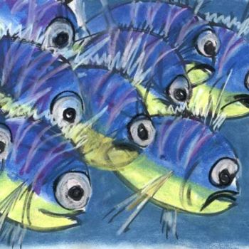 Peinture intitulée "La Gang de Fish 1" par La Salle, Œuvre d'art originale, Huile