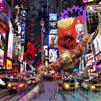 Digital Arts titled "Times Square Art" by Lascaz, Original Artwork, Photo Montage