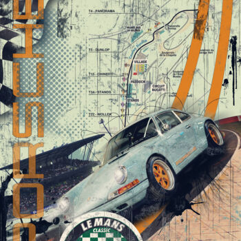 Arts numériques intitulée "Tableau Porsche Pop…" par Lascaz, Œuvre d'art originale, Impression numérique