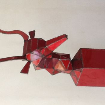 Sculptuur getiteld "Rouge Antilope" door Lasco, Origineel Kunstwerk, Metalen
