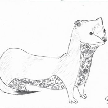 Drawing titled "Weasel" by La Souris, Original Artwork, Ballpoint pen