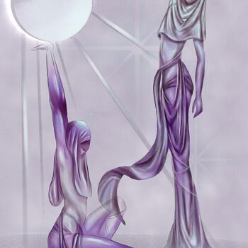 Peinture intitulée "Дух лунного сияния" par Lastayka Iun, Œuvre d'art originale, Peinture numérique