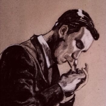 Рисунок под названием "just one good cigar…" - Laszlo Juhasz, Подлинное произведение искусства, Древесный уголь