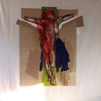Peinture intitulée "crucifixion" par Patrice Monnerie, Œuvre d'art originale