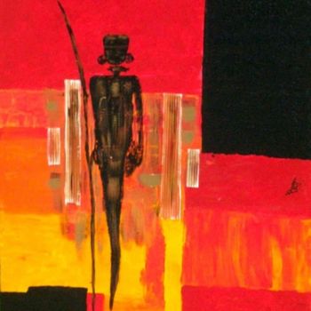 Картина под названием "guerrier Massaï" - Chrystelle Belly, Подлинное произведение искусства, Акрил