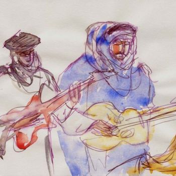 「musiciens (Tinariwe…」というタイトルの描画 Isa Beckerによって, オリジナルのアートワーク