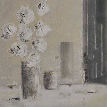 Painting titled "Le bouquet beige" by Patricia Garreau, Original Artwork, Acrylic