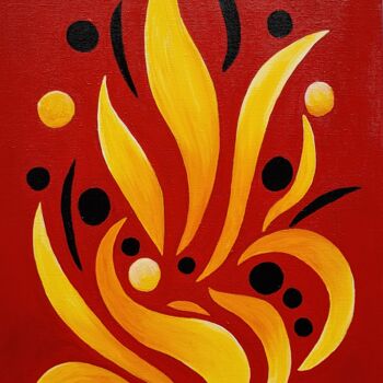 Peinture intitulée "A Flame from Inside" par Latifa El Hachem, Œuvre d'art originale, Acrylique Monté sur Châssis en bois
