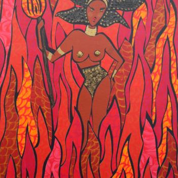 Malerei mit dem Titel "Le feu" von Nathalie Latil, Original-Kunstwerk, Acryl