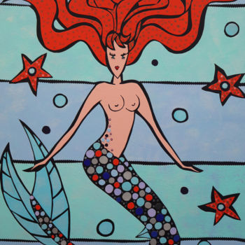 Painting titled "La sirène - L'eau" by Nathalie Latil, Original Artwork, Acrylic