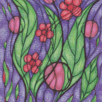 Dessin intitulée "Night Flowering" par Valerii Latyshev, Œuvre d'art originale, Crayon