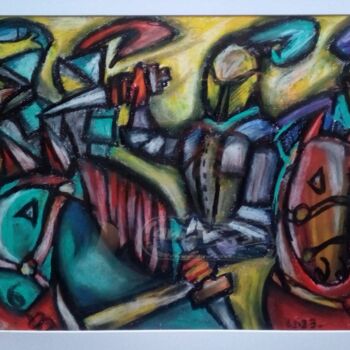 Dessin intitulée ""les conquistadors"" par Laudu, Œuvre d'art originale, Crayon
