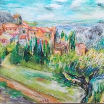 Rysunek zatytułowany „Village en Provence” autorstwa Laudu, Oryginalna praca, Ołówek
