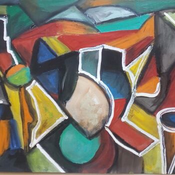 Painting titled "Abstraction1" by Laudu, Original Artwork, Gouache