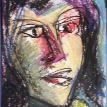Drawing titled "visage 2" by Laudu, Original Artwork, Pastel