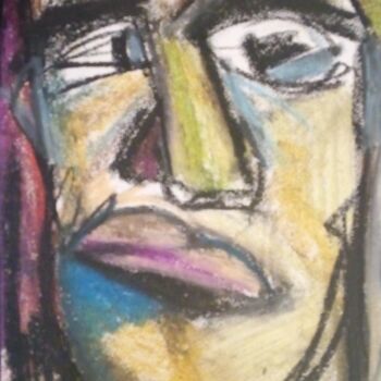 Drawing titled "visage4" by Laudu, Original Artwork, Pastel