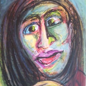 Drawing titled "visage 6" by Laudu, Original Artwork, Pastel