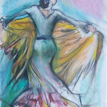Dessin intitulée "Flamenco 7" par Laudu, Œuvre d'art originale, Pastel