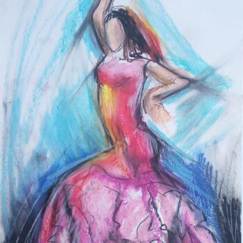 Drawing titled "Flamenco 8" by Laudu, Original Artwork, Pastel
