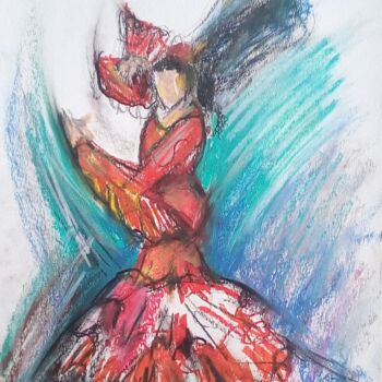 Drawing titled "Flamenco 9" by Laudu, Original Artwork, Pastel