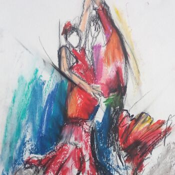 Drawing titled "Flamenco 10" by Laudu, Original Artwork, Pastel