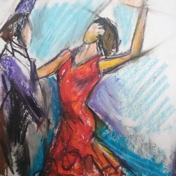 Disegno intitolato "Flamenco 14" da Laudu, Opera d'arte originale, Pastello