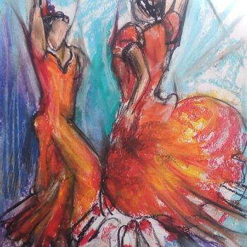 Drawing titled "Flamenco 17" by Laudu, Original Artwork, Pastel