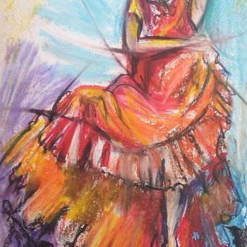 Disegno intitolato "Flamenco 18" da Laudu, Opera d'arte originale, Pastello