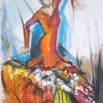 Disegno intitolato "Flamenco 23" da Laudu, Opera d'arte originale, Pastello