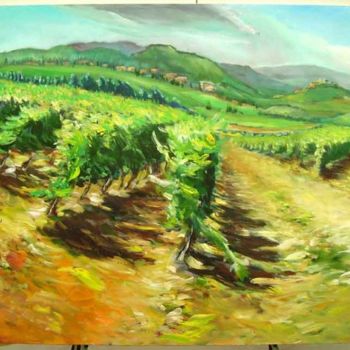 Painting titled "Vine rows" by Darius Laumenis, Original Artwork, Oil