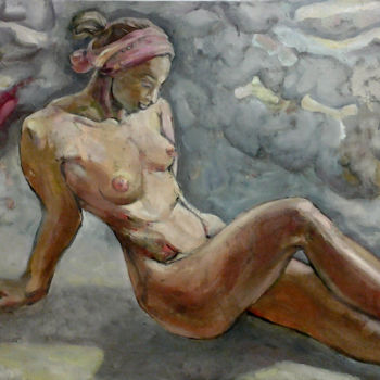 Painting titled "femme-assise.jpg" by Darius Laumenis, Original Artwork