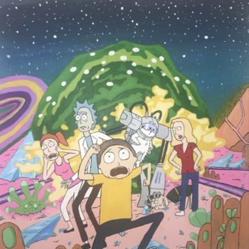 Painting titled "Rick et Morty" by Launova, Original Artwork, Acrylic