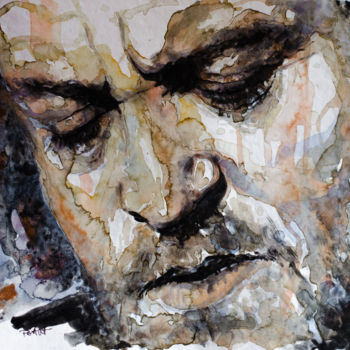 Painting titled "Joe Cocker" by Laur Iduc, Original Artwork, Watercolor