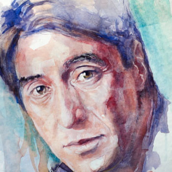 Painting titled "Al Pacino" by Laur Iduc, Original Artwork, Watercolor