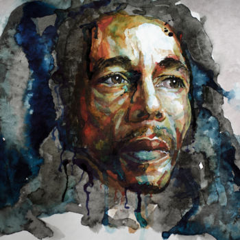 「Bob Marley」というタイトルの絵画 Laur Iducによって, オリジナルのアートワーク, 水彩画