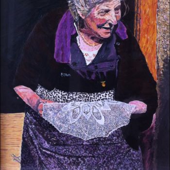 Malerei mit dem Titel "ritratto-di-vecchie…" von Laura Cappelletti, Original-Kunstwerk