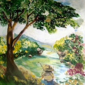 Pintura titulada "Il pescatore" por Laura Cappelletti, Obra de arte original
