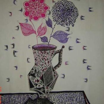 Картина под названием "Flores." - Laura Cossu, Подлинное произведение искусства